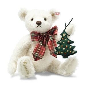 Steiff 2020‎ Christmas Teddy Bear White Mohair Musical New 12" 006906 Rare 31 cm
